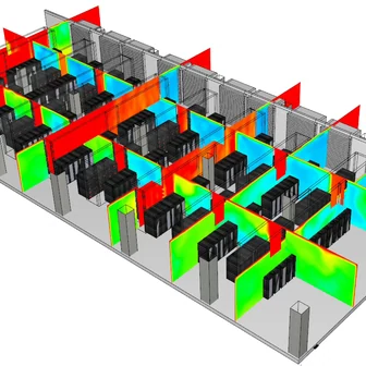 Computational domain discretised across the data hall